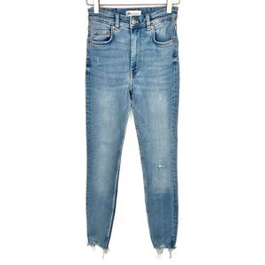 Zara Blue Light Wash Distressed Skinny Jeans 2